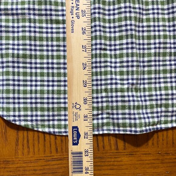 Vintage 90s Abercrombie & Fitch Button Down Green Blue Plaid Check Muscle Large - Picture 8 of 11